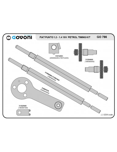 Timing tool set suitable for fca group - 1.2, 1.4 petrol engines (GO786, GOVONI)
