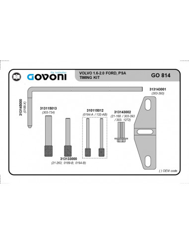 Timing tool set universal - 1.4, 1.6, 2.0, 2.2 diesel engines (GO814, GOVONI)