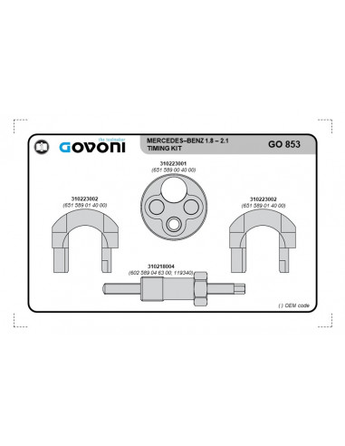 Timing tool set suitable for mercedes, jeep - 1.8, 2.1, 2.2 petrol/diesel engines (GO853, GOVONI)