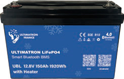 Ličio akumuliatorius LiFePO4 12,8 V 150 Ah su Bluetooth, išmaniuoju BMS ir šildymu (UBL-12-150H-PRO, ULTIMATRON)