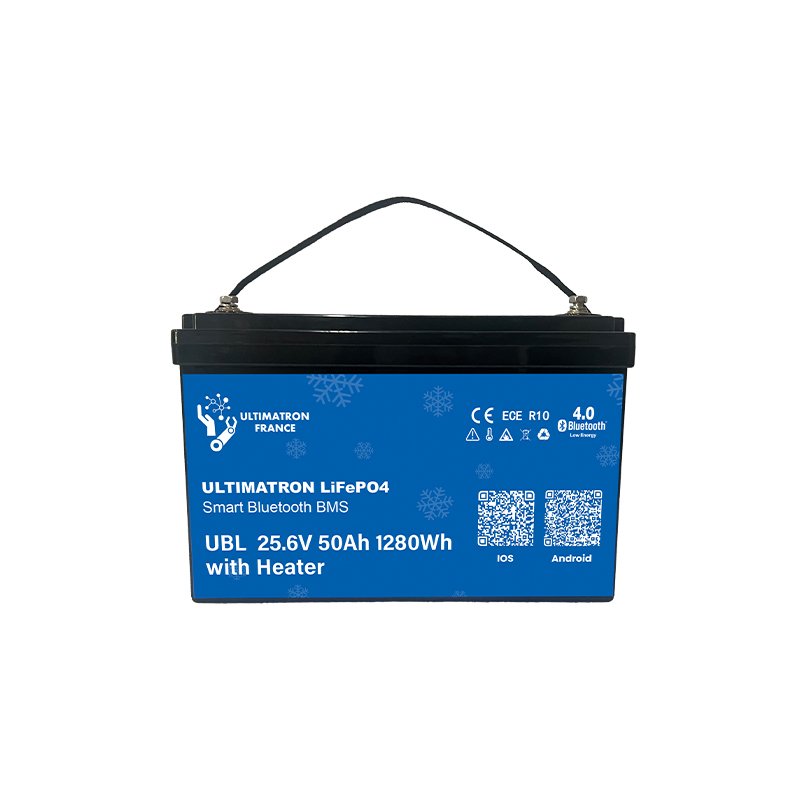 Lithium battery LiFePO4 25.6 V 50 Ah with Bluetooth, smart BMS and heater (UBL-24-50H, ULTIMATRON)