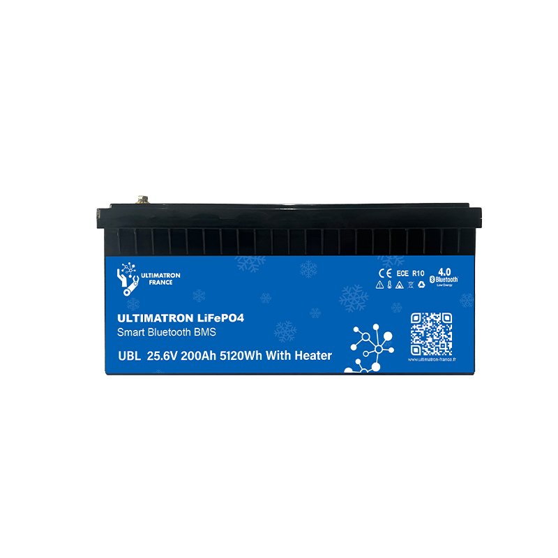 Litija akumulators LiFePO4 25,6 V 200 Ah ar Bluetooth, viedo BMS un sildīšanu (UBL-24-200H, ULTIMATRON)