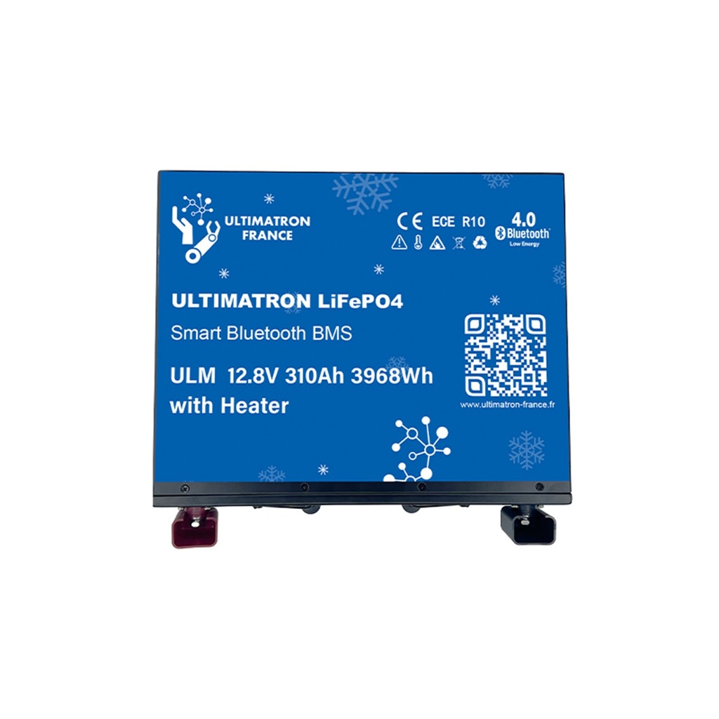 Litija akumulators zem sēdekļa LiFePO4 12,8 V 310 Ah ar Bluetooth, viedo BMS un apsildi (ULM-12-310H, ULTIMATRON)
