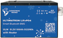 Lithium battery LiFePO4 51.2V 100Ah with Bluetooth and smart BMS and heater (ULM-48-100H, ULTIMATRON)
