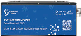 Lithium battery LiFePO4 51.2V 200Ah with Bluetooth and smart BMS and heater (ULM-48-200H, ULTIMATRON)