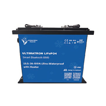 Golfo vežimėlio ličio akumuliatorius LiFePO4 38,4 V 105 Ah su Bluetooth, išmaniuoju BMS ir šildymu, IP67 (ULG-36-105H-ULTRA, ULTIMATRON)