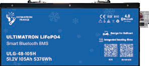 Golf cart lithium battery LiFePO4 51.2V 105Ah with Bluetooth and smart BMS and heater, IP54 (ULG-48-105H, ULTIMATRON)