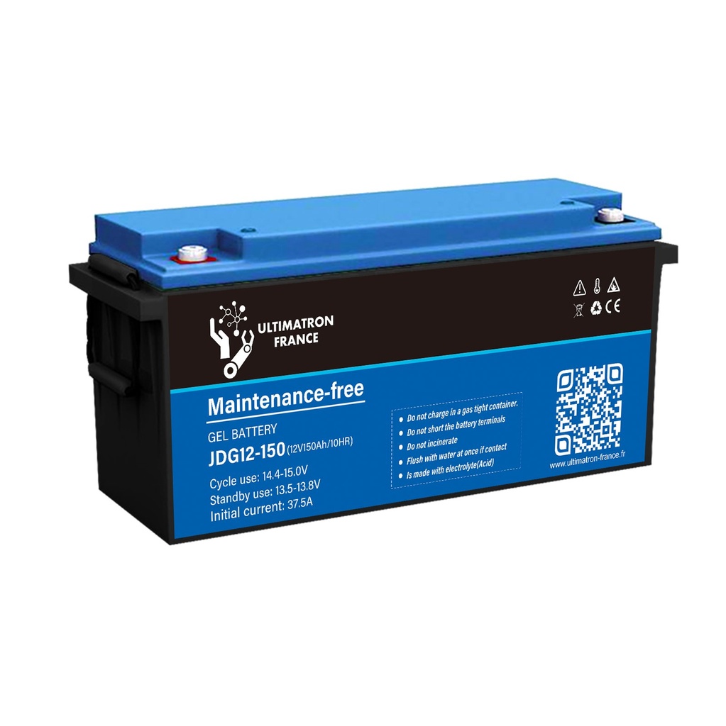 Gelinis saulės energijos akumuliatorius 12 V 150 Ah, gilaus iškrovimo (JDG-12-150, ULTIMATRON)