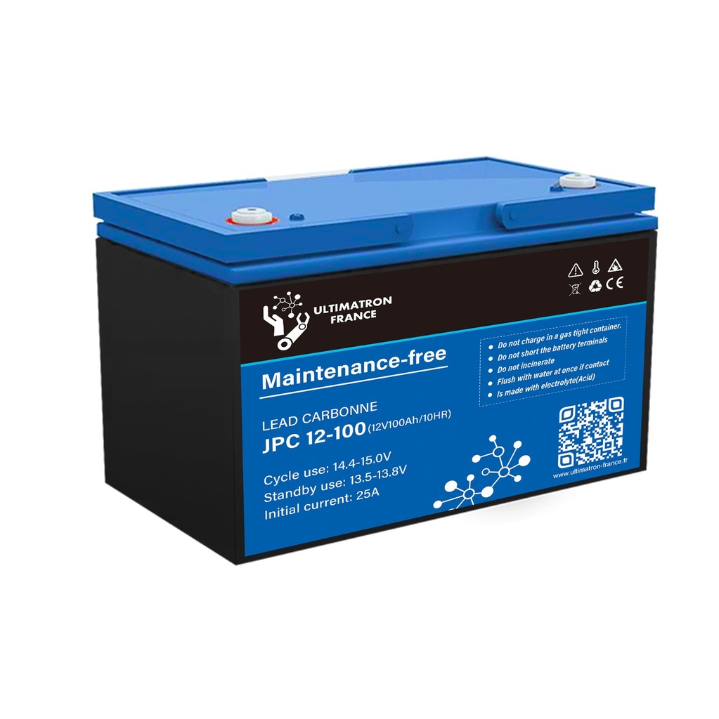 Lead-carbon deep cycle solar battery 12V 100Ah (JPC-12-100, ULTIMATRON)