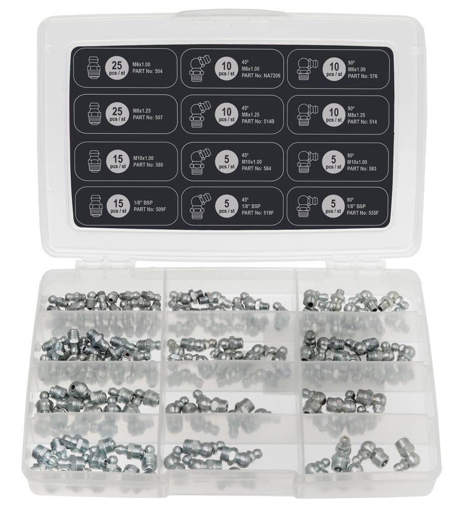 Grease fitting selection 140 fittings (26714, EUROLUBE)