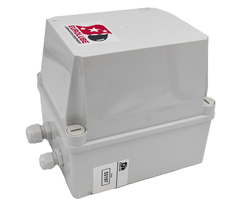 Power supply unit with relay for waste oil pumps, enclosed 24VDC 5A - 230V, used when there are more than 2 waste oil solenoid valves in the system. (53197, EUROLUBE)