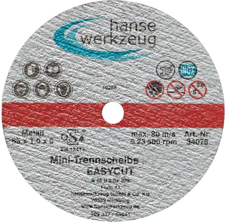 Mini cut-off discs for sheet metal Easy-Cut 65 x 1.0 x 6.0 mm (25 pcs) (00034078, PICHLER)
