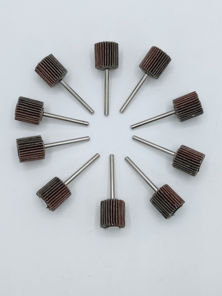 Mikro lameļu slīpēšanas ritenis 15x15x3,0 mm, K60, kāts 3,0 mm, 10 gab. (00034201, PICHLER)