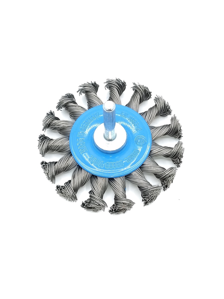 Twisted Knot Wheel Brush with Shank 75 mm, Width 12 mm, Wire 0.5 mm (00034231, PICHLER)