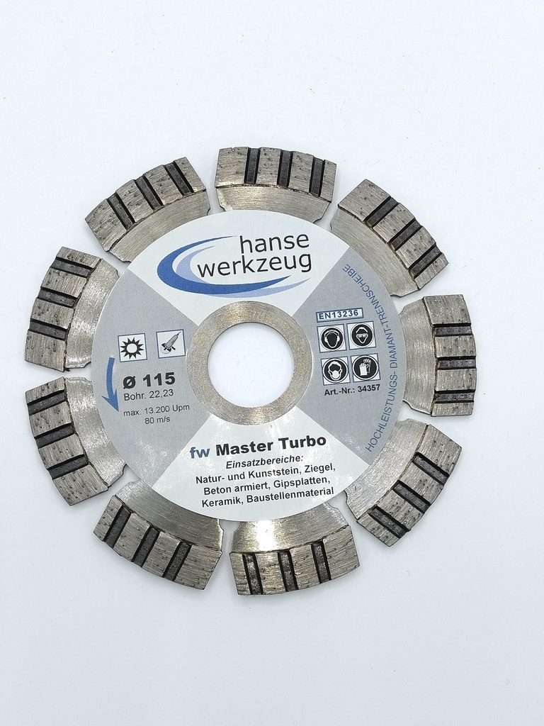 Dimanta griešanas disks Master TURBO 115 x 22,23 mm (00034357, PICHLER)