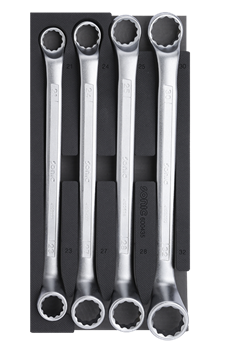 Įrankių komplektas į vežimėlius žiediniai raktai su 75° alkūnėm (4vnt) Sonic Equipment BV 600435