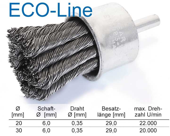 Twisted Knot End Brush ECO-LINE 20 mm, Shank 6 mm (00099972, PICHLER)