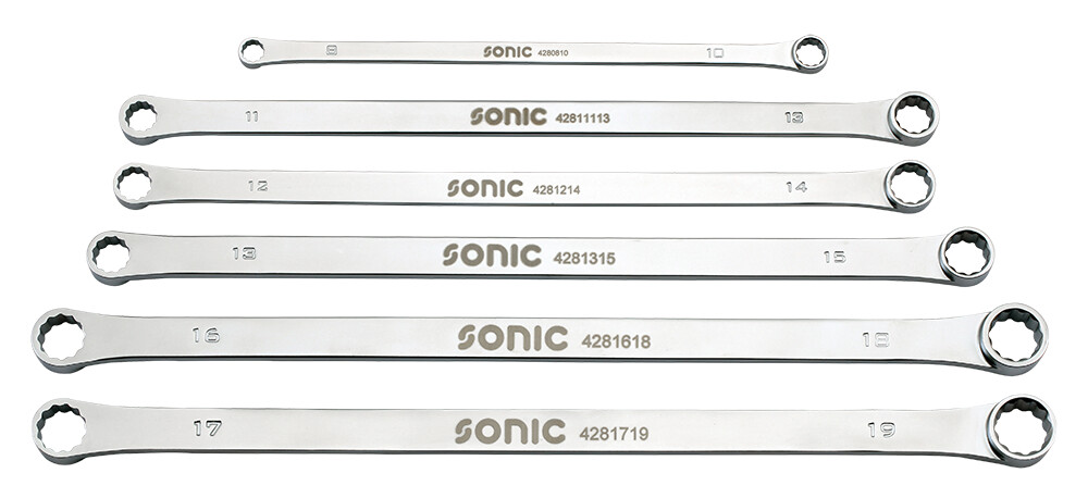 Ypač ilgų dvigubų žiedinių raktų komplektas maišelyje, 6 vnt. (600610, SONIC)
