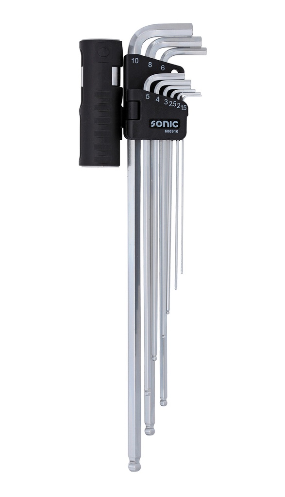 Extra-long ball-end hex key set, 9 pcs (600910, SONIC)