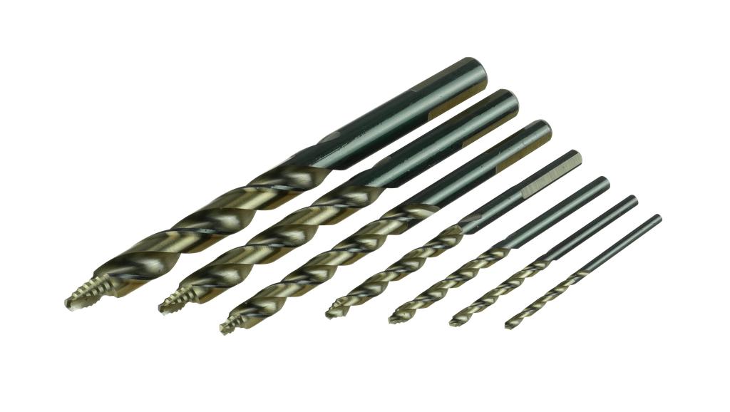 Grąžtų rinkinys HSS-Co 5 % su laiptuotu smaigaliu, 7 vnt., 3 plokštumų kotas (20304007, PICHLER)