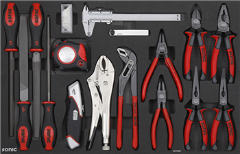Įrankių komplektas į vežimėlį (18 vnt) 601802 Sonic equipment 601802