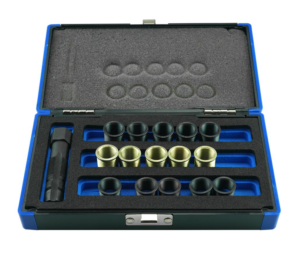 Uždegimo žvakės sriegio atnaujinimo įrankių rinkinys M14x1,25, 16 dalių, įvorės 11,3 / 17,5 mm (60411160, PICHLER)