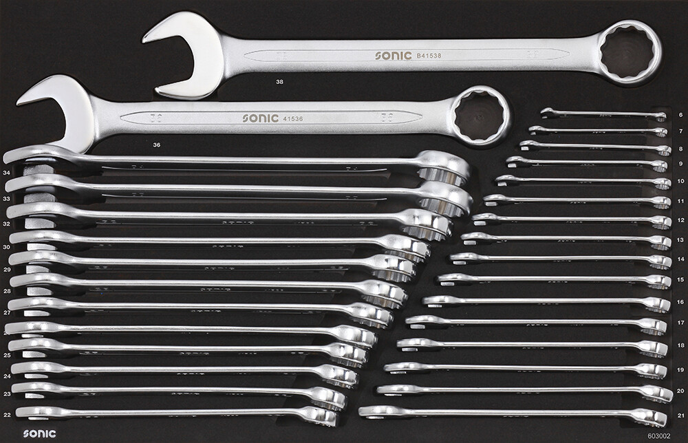 Įrankių komplektas į vežimėlius, Kombinuoti raktai, (30 vnt) Sonic equipment (603002, SONIC)
