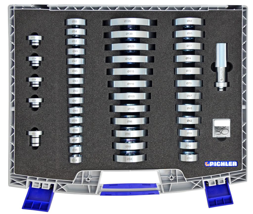 Universal Pressure Piece Set, 45 pcs., Ø50–135 mm, incl. Guides Ø34–55 mm (61461410, PICHLER)