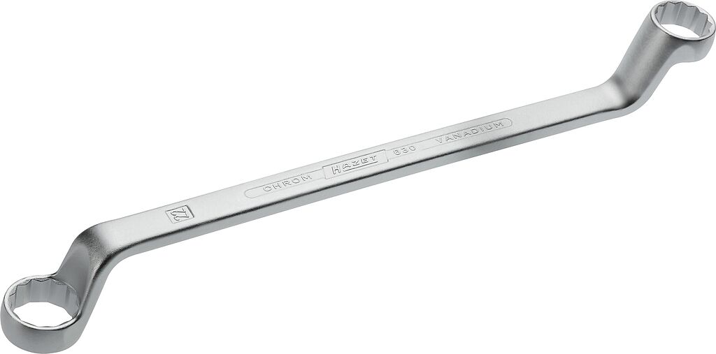 Dvigubas žiedinis (kilpinis) raktas, išorinis 12 briaunų traukos profilis, 20 × 22 mm (630-20X22, HAZET)