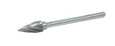 Carbide burr, pointed arch shape, Ø6.0 mm, with front teeth, shank Ø3 mm (67052112, PICHLER)