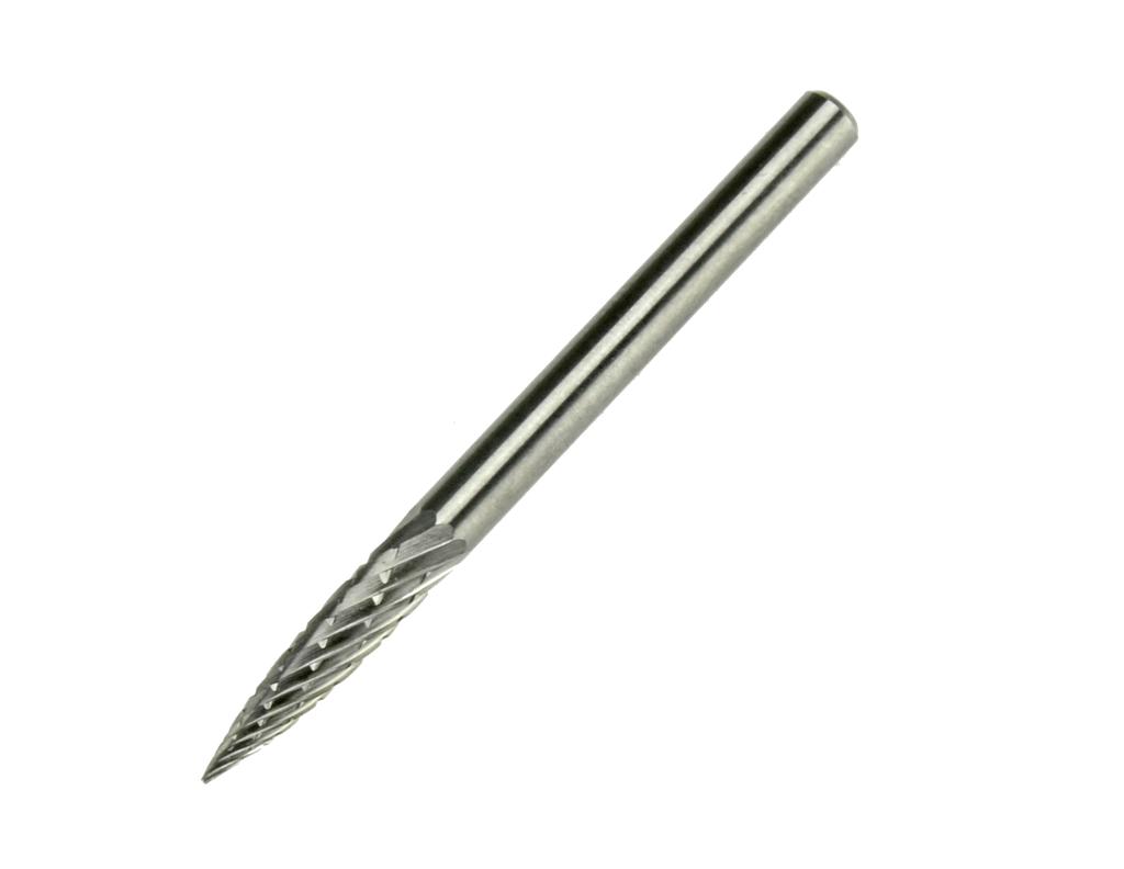 Cietsakausējuma frēze, 3 mm kāts, koka forma ar smailu galu (6705309, PICHLER)