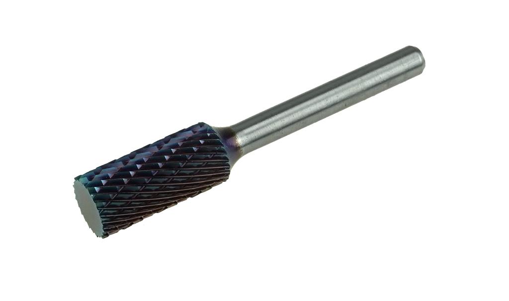 Kietlydinio frezavimo antgalis 12 × 70 mm, cilindro formos, kryžminis dantukas, kotas 6 mm (67060012, PICHLER)