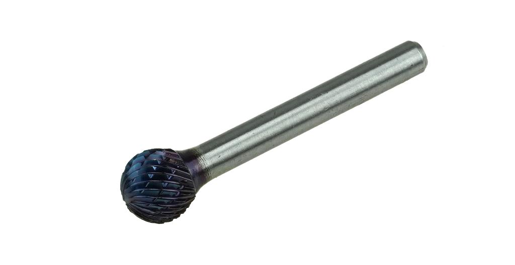 Kietlydinio frezavimo antgalis 12 × 55 mm, rutulio formos (KUD), kryžminis dantukas, kotas 6 mm (67060013, PICHLER)