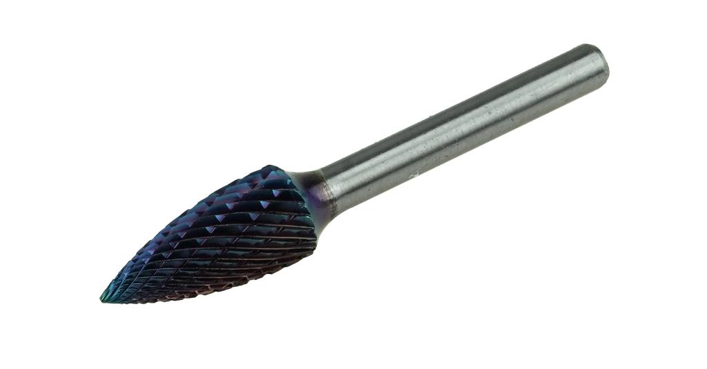 Carbide Burr 12 × 70 mm, Tree Shape, Pointed End (SPG), Cross Cut, 6 mm Shank (67060016, PICHLER)
