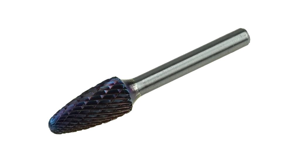 Carbide Burr 12 × 70 mm, Tree Shape, Radius End (RBF), Cross Cut, 6 mm Shank (67060017, PICHLER)