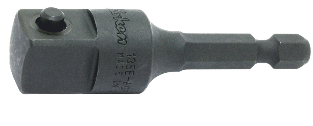 Adaptor, 1/4 in. hex shank to 1/2 in. male square, with pin retainer (72800359, PICHLER)