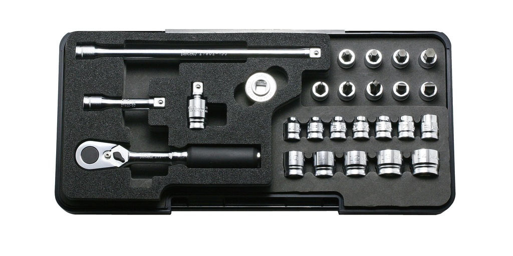 1/4 in. Drive Z-EAL Socket and Bit Socket Set, 26 pcs, 4–14 mm, with 72-Tooth Ratchet, Plastic Case (72801141, PICHLER)