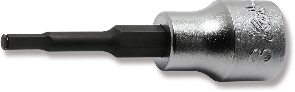Galvutė su šešiakampiu antgaliu 3/8 col., HEX 3 mm, ilgis 62 mm, su griebimo žiedu (73800333, PICHLER)
