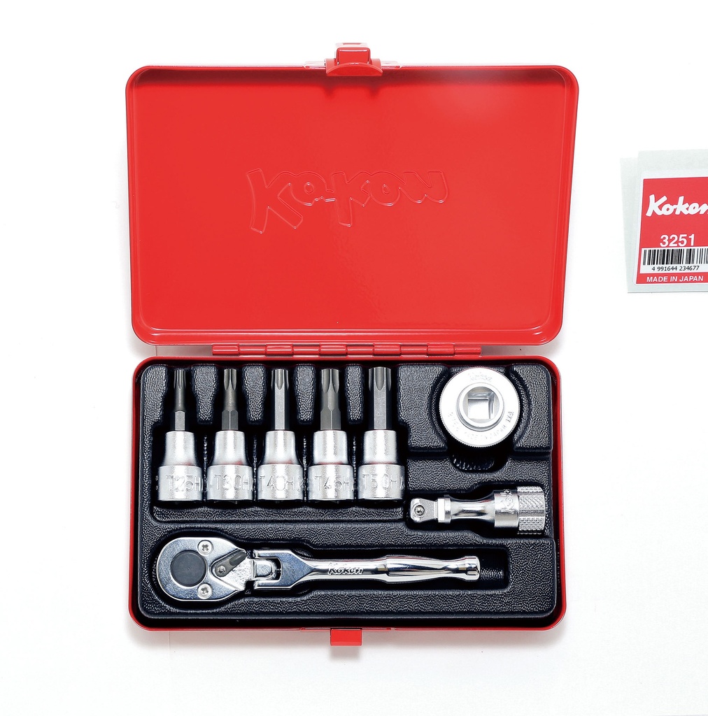 3/8 collu drošības Torx uzgaļu muciņu komplekts 8 daļas, T25H–T50H (73800602, PICHLER)