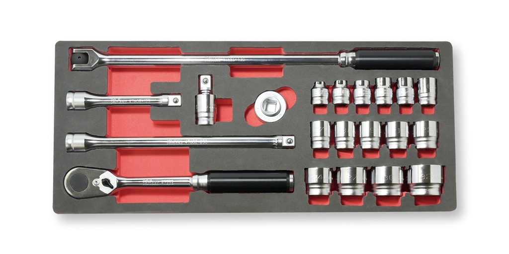 1/2 in. Drive Z-EAL Socket Set, 21 pcs, 6-Point 8–32 mm, in Foam Tray (74800480, PICHLER)