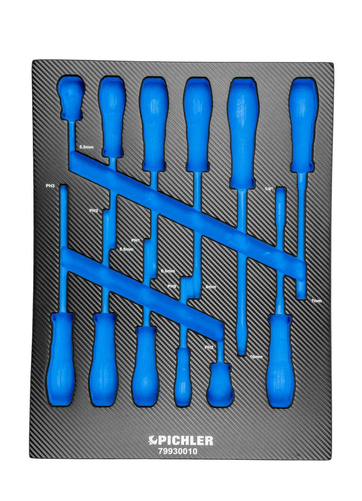 Tool Trolley Insert for Screwdriver Set (12 pcs., Slotted and Cross) 79930010 (79929010, PICHLER)