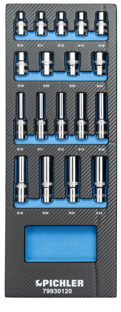1/2 in. Drive E-profile Socket Set 18 pcs. (79930120, PICHLER)