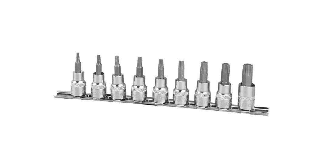 3/8 in. Drive Torx Bit Socket Set, Short, T15–T55, 9 Pieces (79943700, PICHLER)