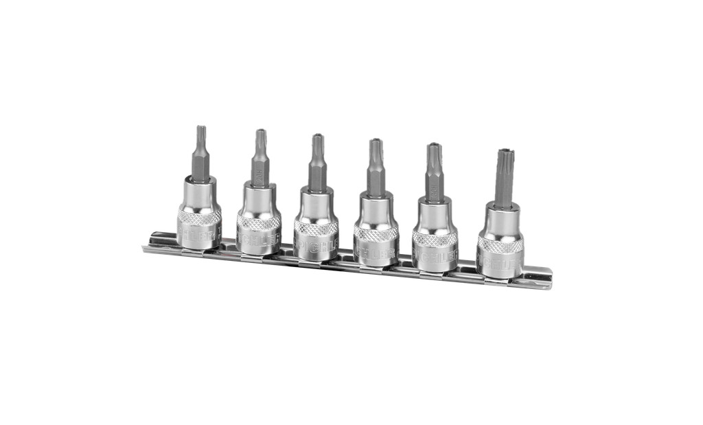 3/8 in. Drive Tamper Torx Bit Socket Set, Short, T15–T40, 6 Pieces (79943900, PICHLER)