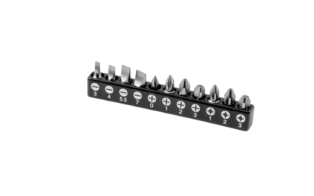Micro bit set 1/4 in. x 18 mm, 11 pcs.: Phillips PH0–PH3, Pozidriv PZ1–PZ3 and slotted 3–7 mm (79949711, PICHLER)