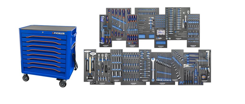Instrumentu ratiņi P36s, zili, ar instrumentu komplektu (79960200, PICHLER)