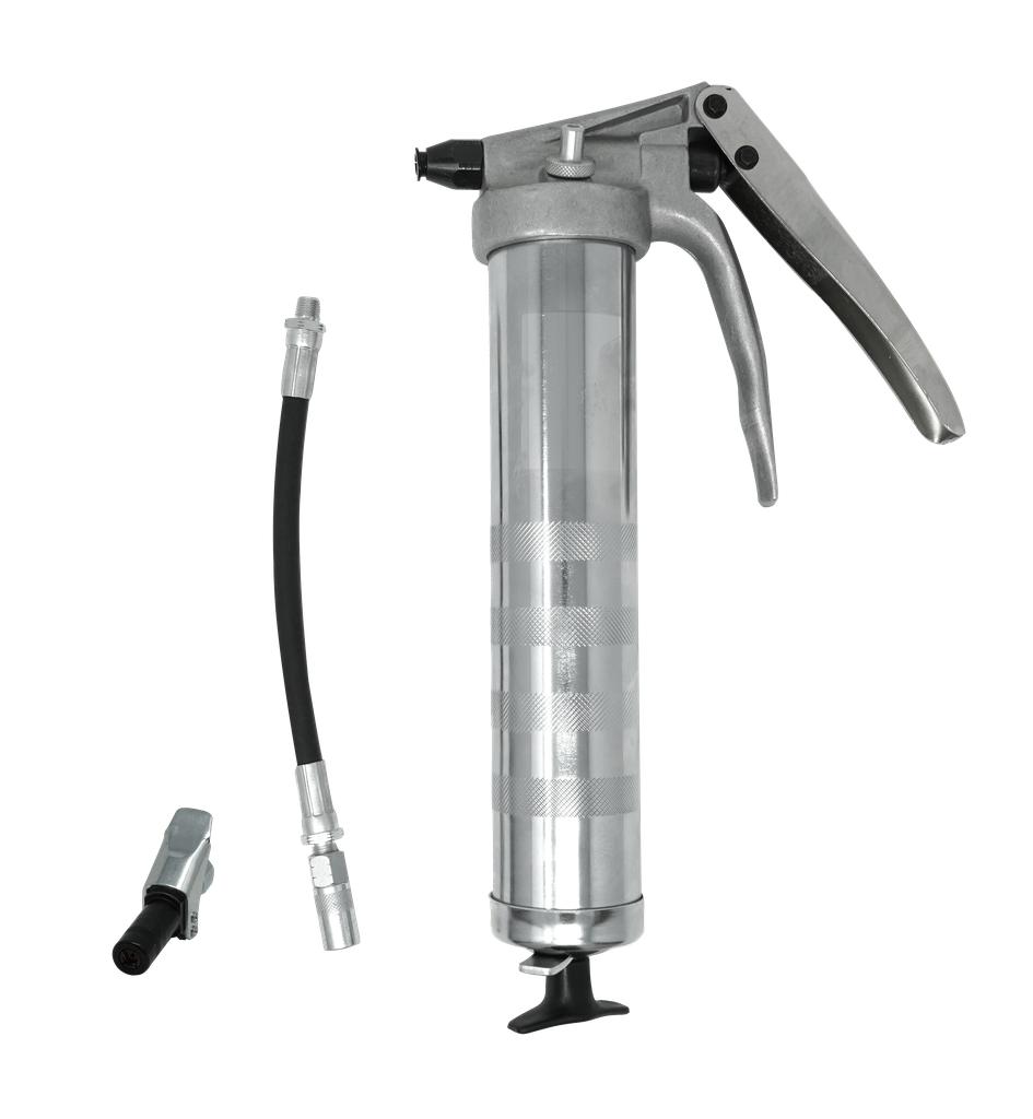 Lever grease gun 500 cm³, 90°, incl. 4-jaw grease nipple coupler (80150505, PICHLER)