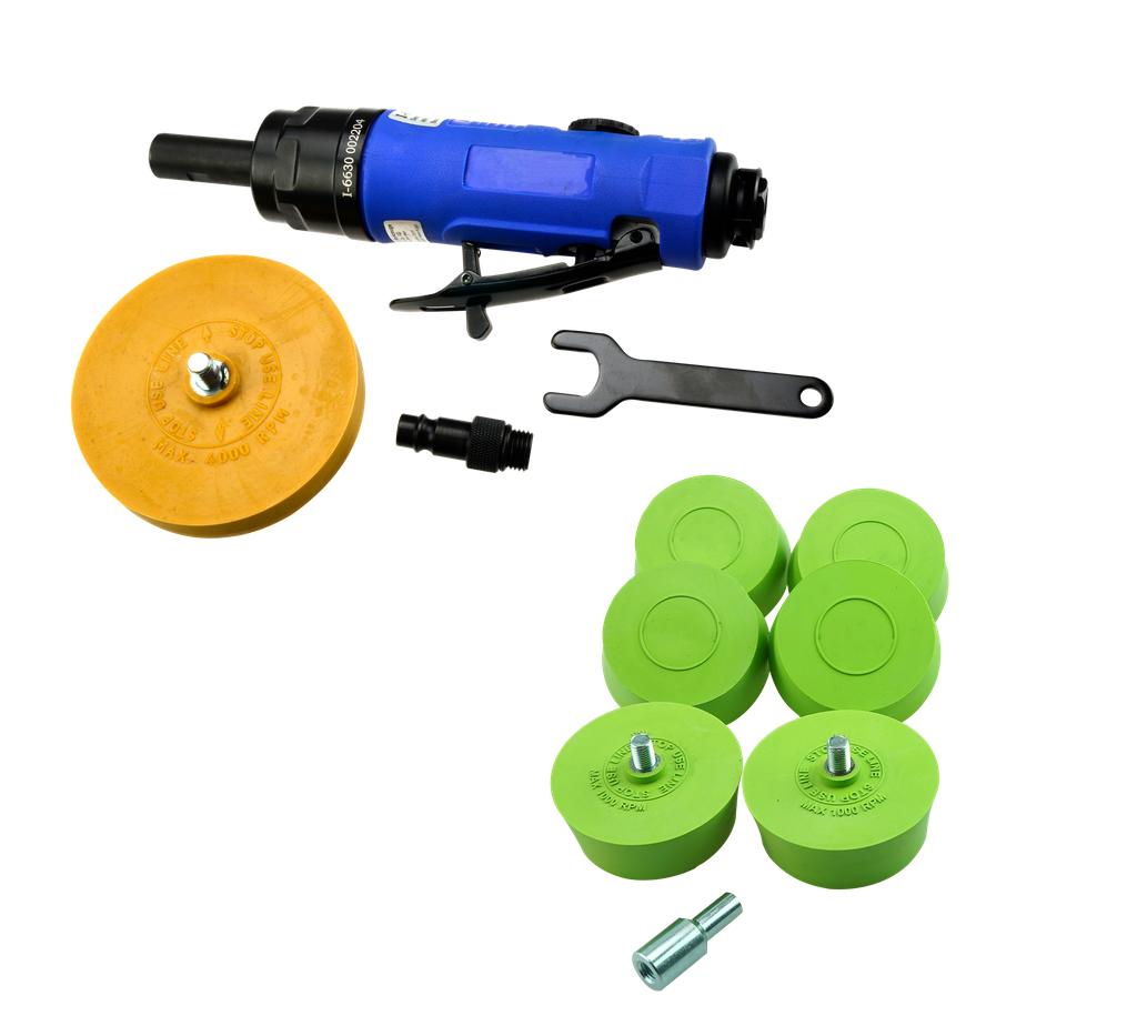 Pneumatic Pencil Eraser Set with 7 Rim Eraser Wheels incl. Adapter (82051015, PICHLER)