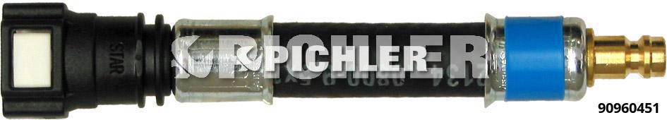 Taisna savienojuma mova Ø10,00 mm (zila) ar šļūteni un spraudni DN5 (90960451, PICHLER)