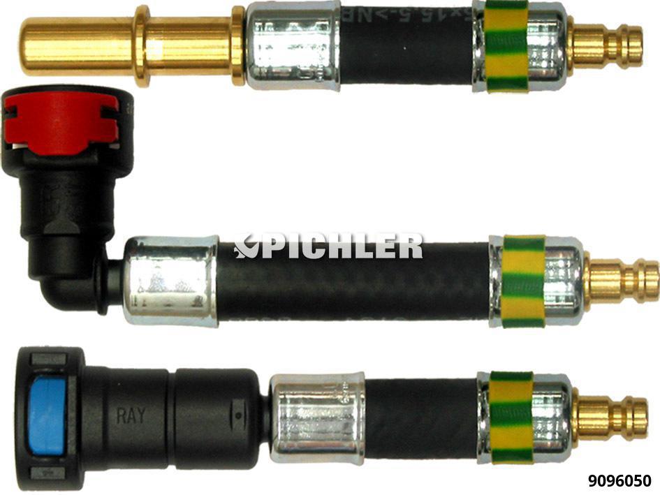 Kuro linijos adapterių rinkinys 3 dalių – tiesi mova, 90° mova ir kištukas, Ø11,80 mm, gelsvai žalias (9096050, PICHLER)